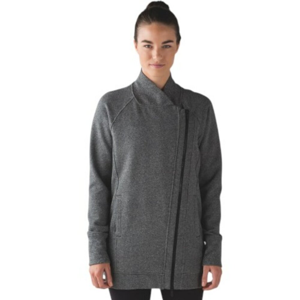 Lululemon Back To It Wrap Jacket Heathered Speckled Black size 8